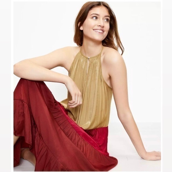 LOFT Dresses & Skirts - LOFT Beach Colorblock Tiered Halter Dress